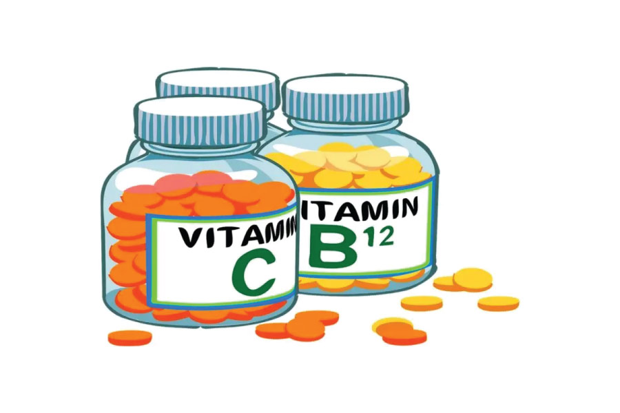 three vitamin bottles